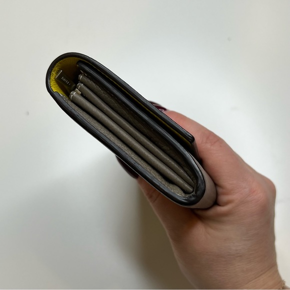 CELINE Calfskin Leather SOURIS Yellow Large Flap Multifunction Long Wallet - Picture 6 of 16